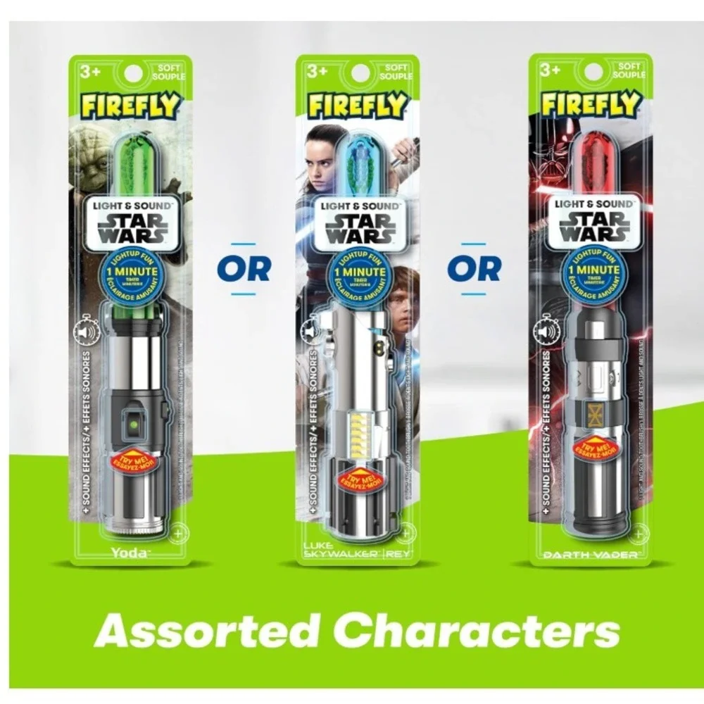 Firefly Kids Soft Toothbrush, Star Wars Lightsaber, Green Yoda Light & Sounds‎